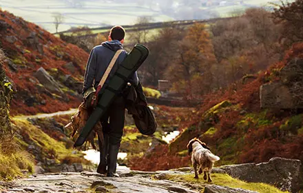 deer hunting - hunter and dog