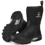 Kalkal Mid-Calf Slip-On Farm Boots, Waterproof Rubber Rain Boots With EVA Midsole