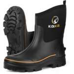 Men's Mid-Calf Farm Work Boots, 6mm Neoprene Waterproof Rubber Boots For Farm & Ranch